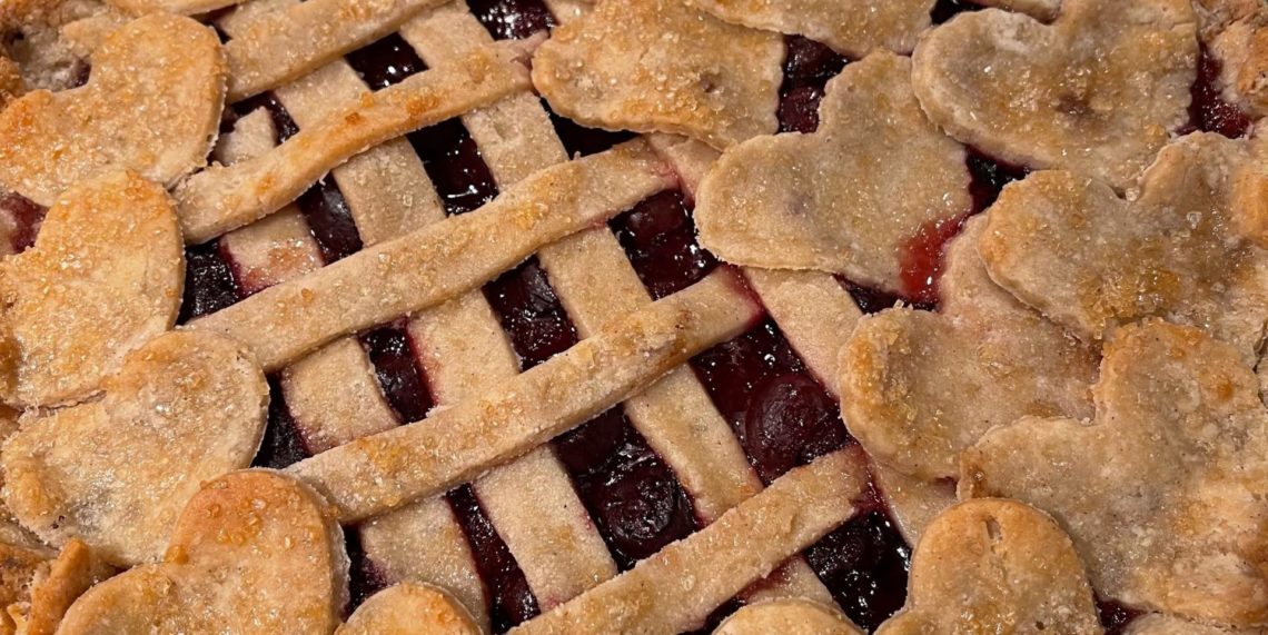 Cherry pie with decorative crust